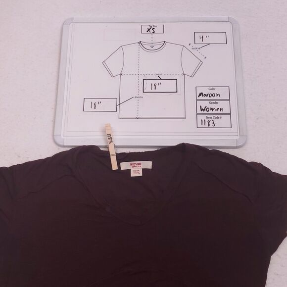 Mossimo Casual Pullover Short Sleeve T Shirt Womens Size Extra Small XS Maroon - Picture 7 of 7